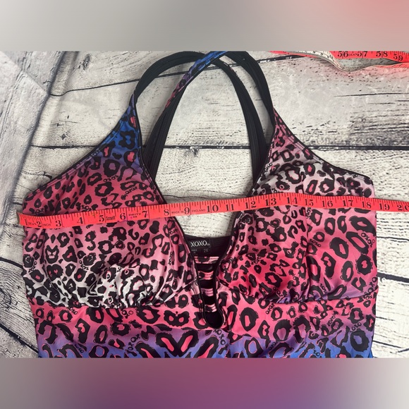 XOXO Cheetah Print Swimsuit 2X Plus Pink White Blue One piece Bathing Suit - Picture 9 of 13